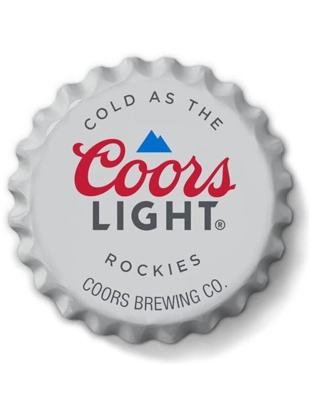 Coors Light Beer Metal Bottle Cap Sign Garage Shop Bar Man Cave Collect LARGE NW